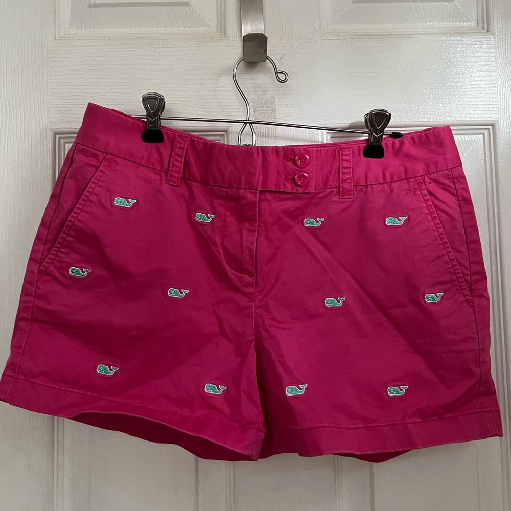 Vineyard Vines Pink Whale Embroidered Chino Shorts